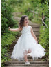 3D Flowers Blossom Tulle Curly Hem Fairy Flower Girl Dress